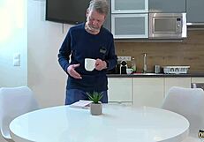 Grandpa Feels Deep Emotion Cumming On Young 18+ Perky Tits After Doggy Fuck