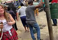 Young brazilian girls in collars walk Sao Paulo streets under domination, exhibitionism on display