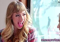 teen and milf in first time lesbian tribbing and fingering session