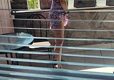 Hidden cam catches teen fucking on balcony