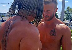 My muscular friend trained hard with me