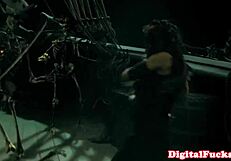 Jesse Jane in close up during FFM threeway with oral and deepthroat.