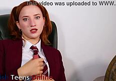 Student Victoria Greene teases you with wanking instructions, but will she show more?