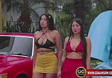 Wet Latinas Play with Toys on Luxury Cars in Lesbian Fun