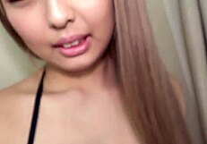 Japanese gal manipulates old man with shaved pussy