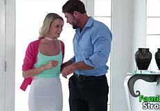 blonde teen silently sucks step daddy's cock deep