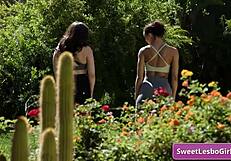 Is Whitney Wright seducing her trainee after intense outdoor workout?