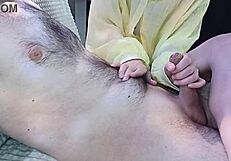 Relaxing stepfather with massage after work