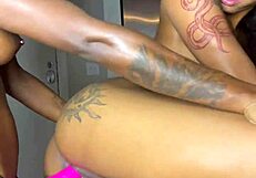 ebony lesbian strap on fun with renity love & majesty nasty