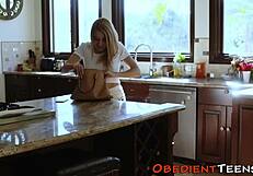 Blonde Teen Submits to Dominatrix's Rough Strapon in Cage