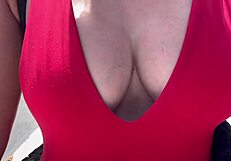 Big Boobs Bouncing Outdoor with Hot Horny Italian Milf
