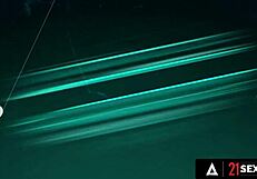 I see hot brunette Lana Roy in an intense scene with double penetration at 21 Sextury