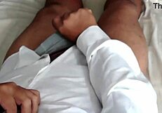 Caught Friend In Shower, Got Horny And Masturbated Small Cock With Phimosis