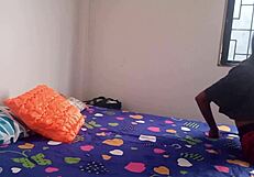 Hot Latina in Colombia transit touches and explores her saggy natural tits.