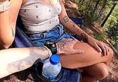 A beautiful slut experiences her first anal fucking in nature with a big cock.