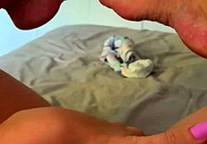 Naughty wife masturbates before work