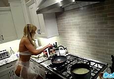 brandi love in lingerie cooking show