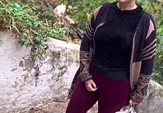 Amateur hottie with pink pussy climbs the hill craving wild street action