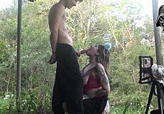 Blonde Brazilian Gets Fucked Without Condom In Public Park Live Sex With Spanking And Kissing