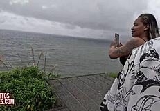 Unbelievable! Anne's Big Clit Gets Wet Fucking on Beach with Mattos Couple. Surprising Creampie Finish!