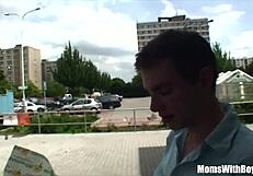 European Blonde Mature Cougar Double Teamed by Young Cocks