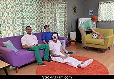 Family guy hardcore fuck fest with petite Alex Coal riding cowgirl on big tits