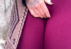 Amateur hottie with pink pussy climbs the hill craving wild street action