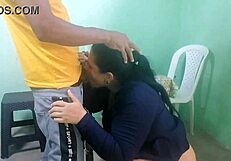 stepmother gets fucked by stepson in husband's office, huge ass action