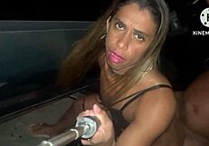 Wife gives ass to husband on street