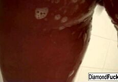 diamond decides to masturbate nude in the wet shower