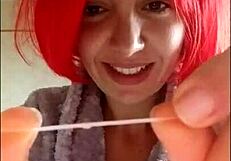 Chantal demonstrates proper tooth brushing and filling mouth with toothpaste in close up