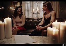 is the nerdy girl ready for vampire seduction by the sexy blonde?