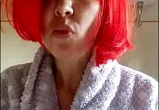 Chantal demonstrates proper tooth brushing and filling mouth with toothpaste in close up