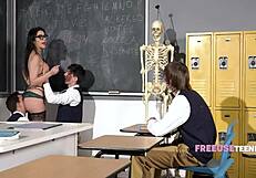freeuse teacher rides students hard on classroom table! speaking italian while banging them all!