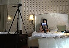 big tits brunette babe teases guy under towel in see through dress