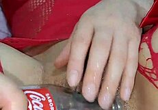 Fat latina emo squirts wet pussy into coca cola bottle for creamy orgasm