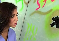 Slutty Brunette Aimee Black Swallows Big Cock Cum