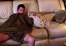 MILF Gives Handjob Under The Covers