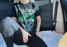 intriguing public squirt in someone else's car backseat with milf orgasm