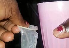 Preparing penis with ice to pound pussy!