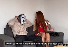 She Calls Her Friend After the Match to Suck His Huge Dick and Finger Herself to Squirting