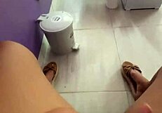 colombian student in pantyhose gets her juicy pussy fucked in public for first time in front of clients.