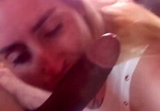 blonde deepthroats black cock for cum!