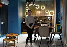 Sexy housekeeper bends over in leggings to serve her boss with tight anal.