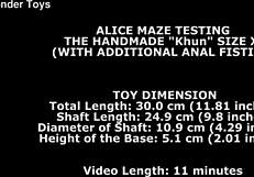 alice maze tests huge dildo with anal fisting and gaping 😏