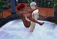 Redhead Bathes in Outdoor Jacuzzi Publicly