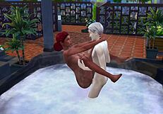 Redhead Bathes in Outdoor Jacuzzi Publicly