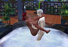 Redhead Bathes in Outdoor Jacuzzi Publicly