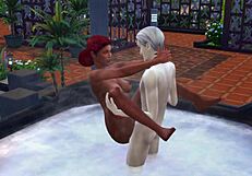 Redhead Bathes in Outdoor Jacuzzi Publicly