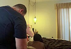 Homemade amateur ebony calls her husband to tell him she is working late